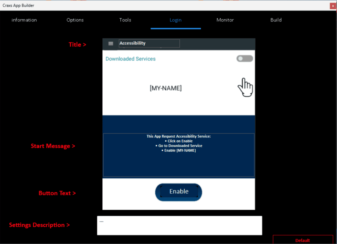 Craxs Rat Builder Accesibility settings