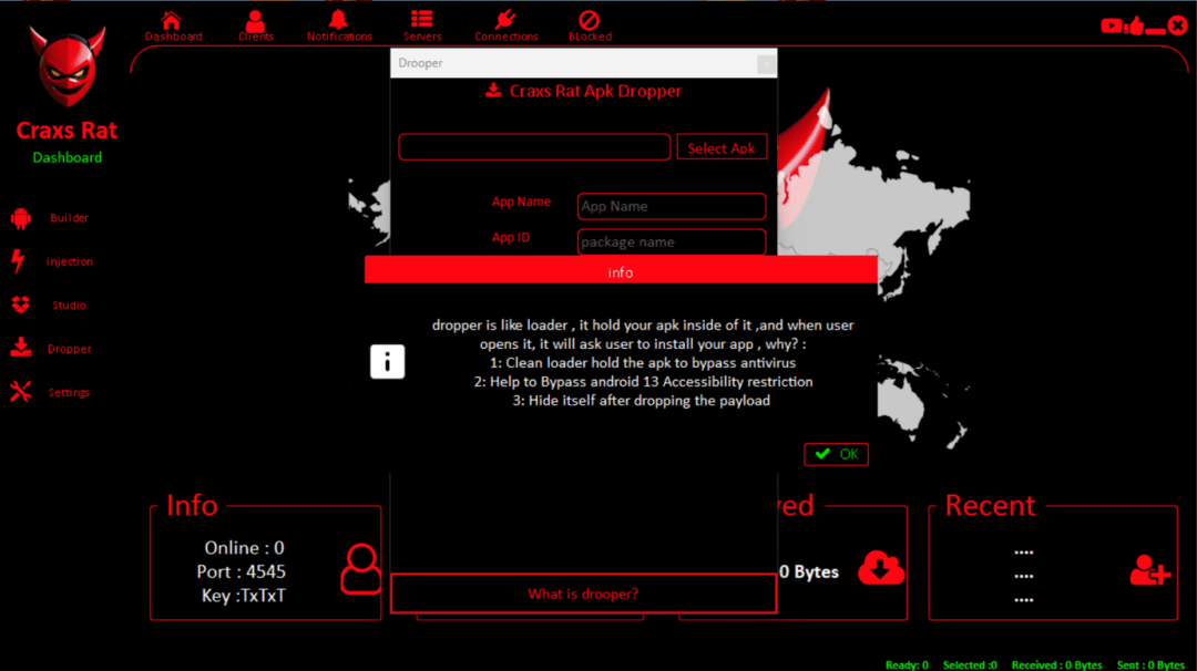 Craxs Rat Dropper to bypass androud 13 and antiviruses